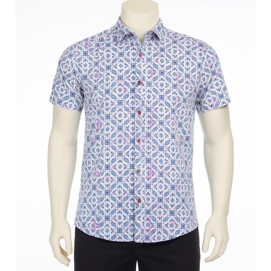 Robert Graham Shirt Mens Vorsen Short Sleeve Button Up Size Small Classic Fit